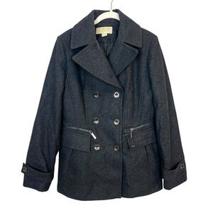Michael Kors Double Breasted Peacoat sz 8 Charcoal Grey Wool Blend